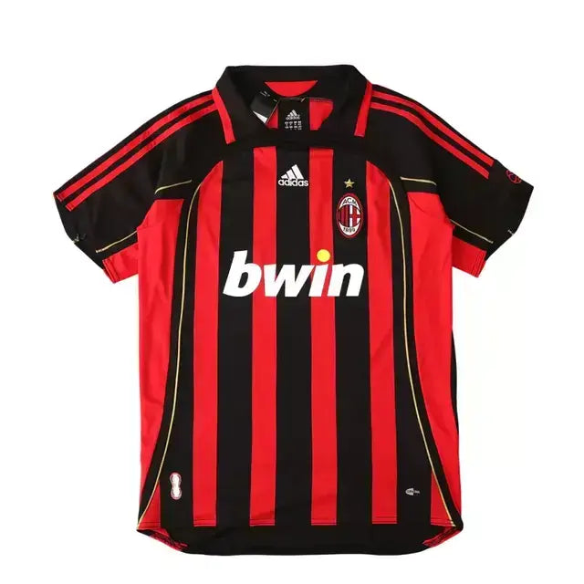 Camisa Milan Retrô I 06/07 Torcedor Adidas Masculina - Preto e Vermelha (KAKA' + 22)