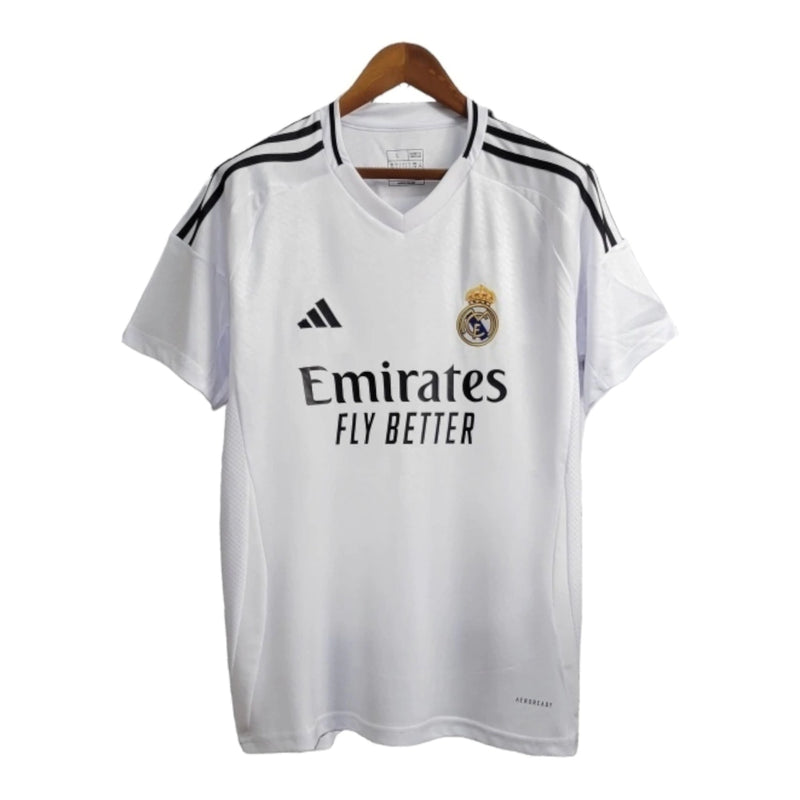 Camisa Real Madrid I 24/25 - Torcedor Adidas Masculina - Branca detalhes preto